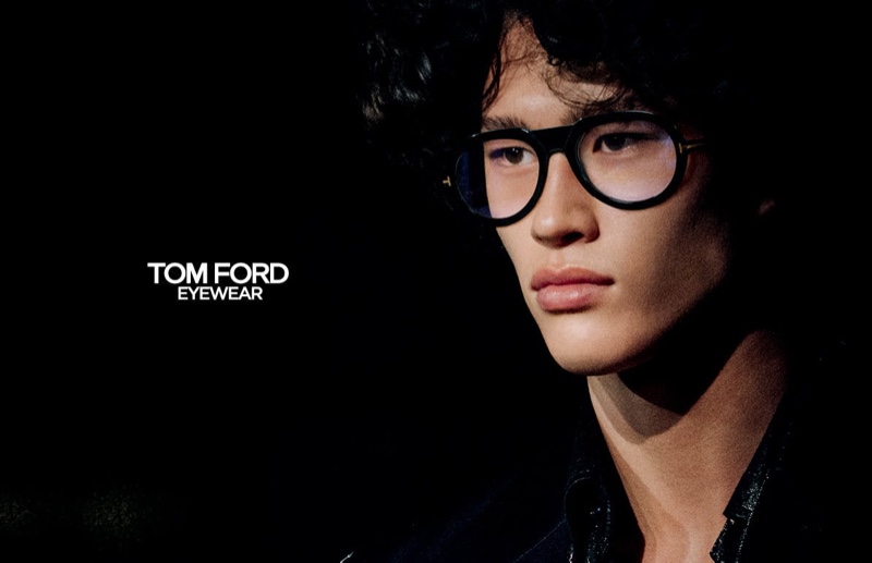 Mathieu Simoneau Model Tom Ford Eyewear Campaign Men Black Framed Glasses Spring 2022