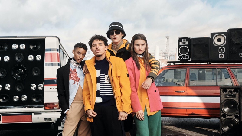 Models Georgia Palmer,  Liam Kelly, and Meghan Roche join Anthony Ramos for Tommy Hilfiger's Make You Move campaign.