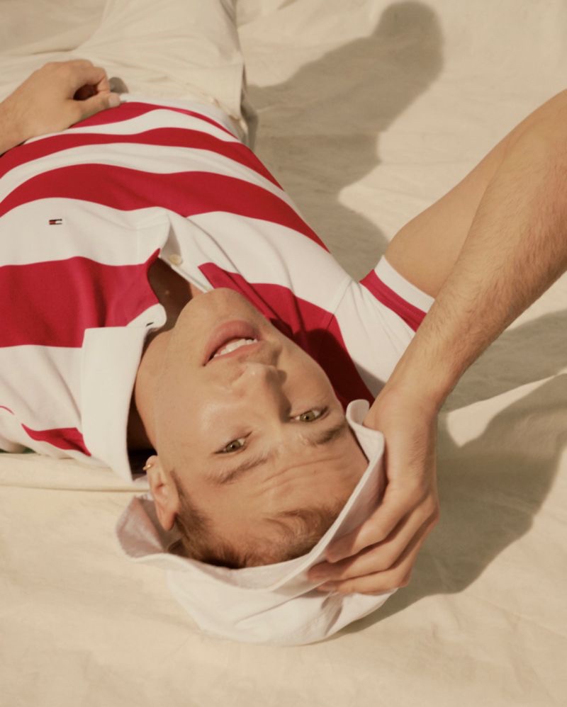 Matthew Noszka Model Striped Polo Tommy Hilfiger Campaign Men Spring 2022