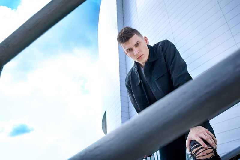 Professional basketball player Tyler Herro stars in Hudson Jeans' spring-summer 2022 campaign.