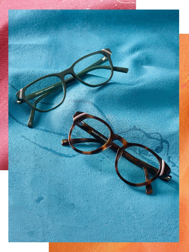 Warby Parker adds a subtle graphic pop to its eyewear, courtesy of its new Gilmore and Leona styles.