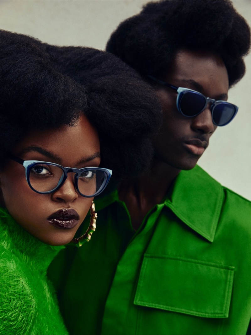 Models Mari Taylor and Youssouf Bamba showcase Warby Parker's Mateo style as glasses and sunglasses.