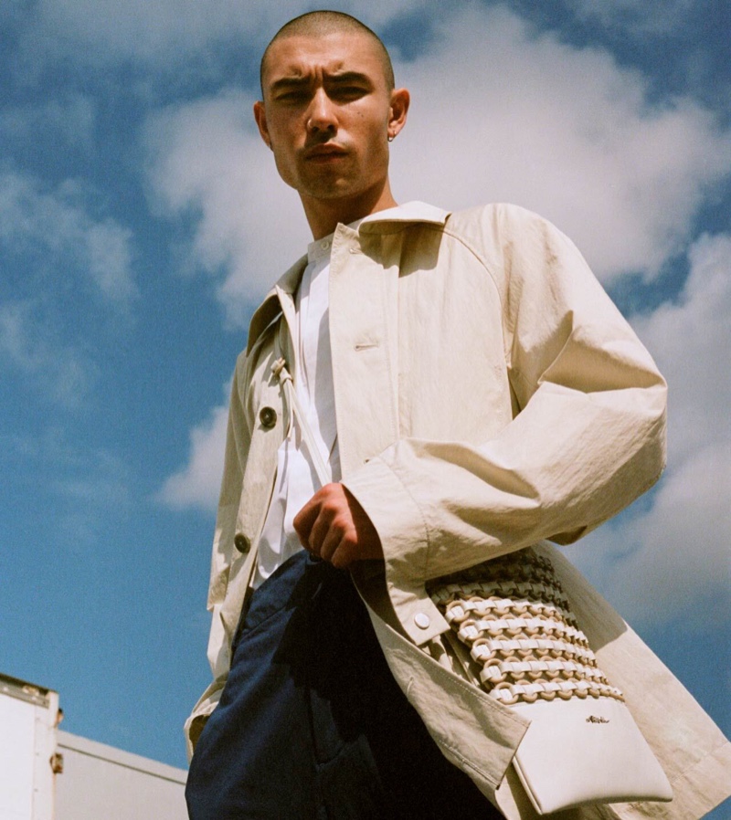 Curraun Corriveau dons a trench coat for 3.1 Phillip Lim's Kit 3 campaign.