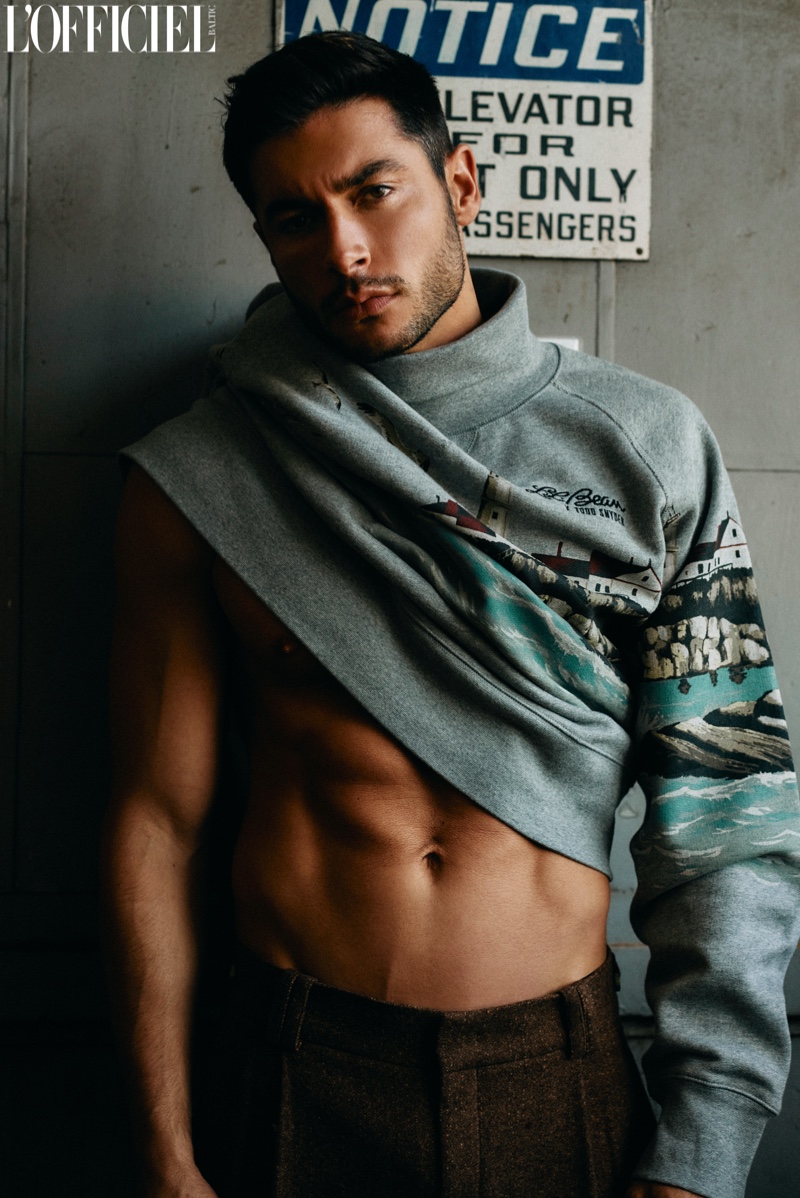Andrea Denver models a sweater from the L.L Bean x Todd Snyder collection.