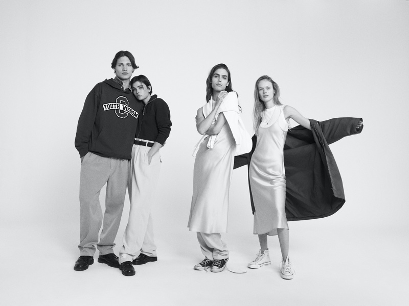 Sharing the spotlight, Valentin Delatron, Bella Burghardt,  Johannes, and Franziska Jetzek share the spotlight for the Closed x Philouze campaign.