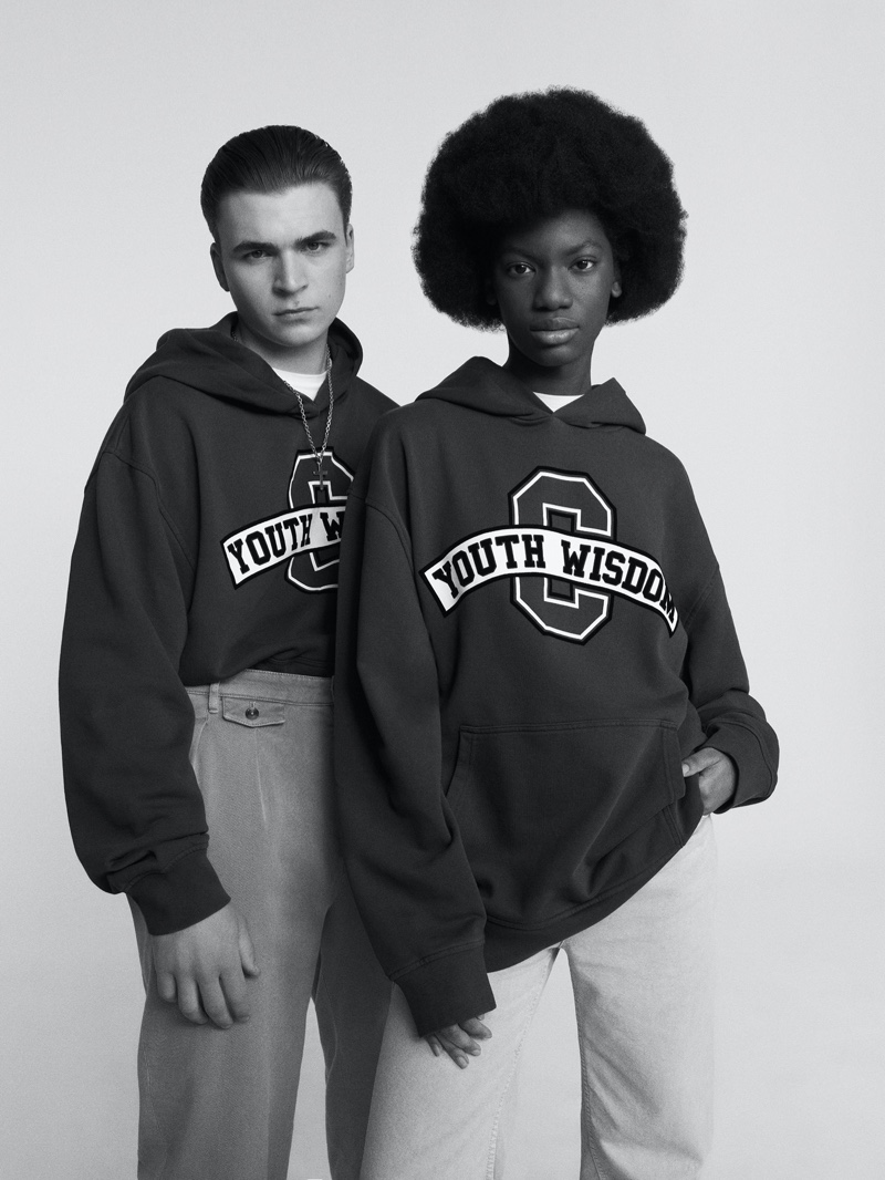 Justus poses with Grace Epolo for the Closed x Philouze campaign.