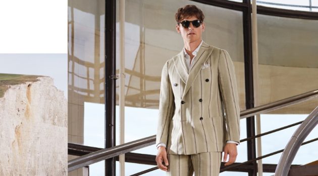 Guy Robinson Looks Sharp as Ever in Daks London Campaign Donning a striped double-breasted linen suit, Guy Robinson stars in Daks London's spring-summer 2022 campaign.