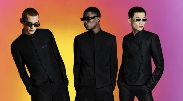Dior Men Delivers a Technicolor Dream for Summer '22 Campaign Dressed in black, Lucas Dermont, Fabio Silva, and Wang Chenming front Dior Men's summer 2022 campaign.