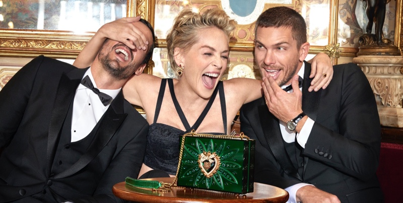 Sharon Stone Laughing Dolce & Gabbana Campaign Models Sam Webb Adam Senn