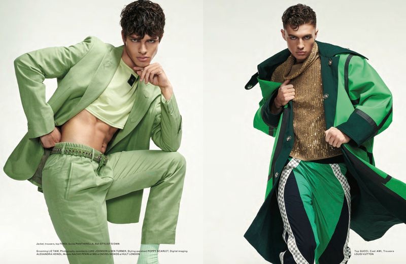 » Nacho & Ondrej Rock Green Fashions for Glass Man Glass Man 2022 Editorial Viridescent 002