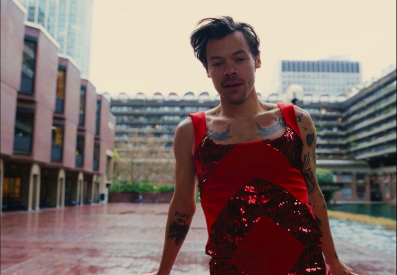 Harry Styles Red Sequins As It Was Single 2022