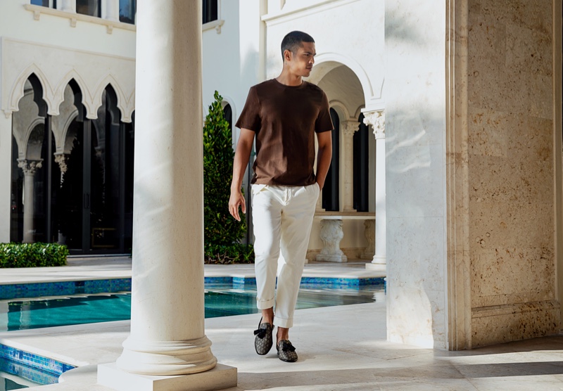 Model Geron McKinley Behind the Scenes Campaign Men Summer 2022 Jimmy Choo