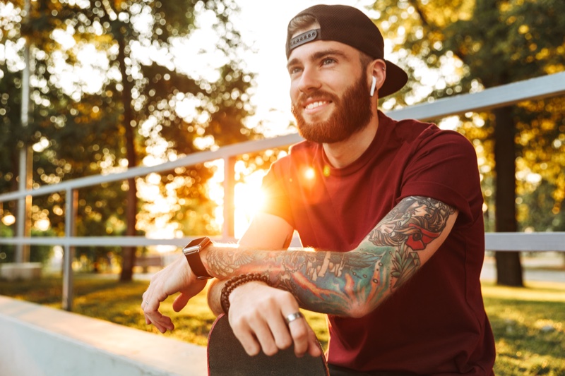 Man Outdoors Sun Arm Sleeve Tattoo