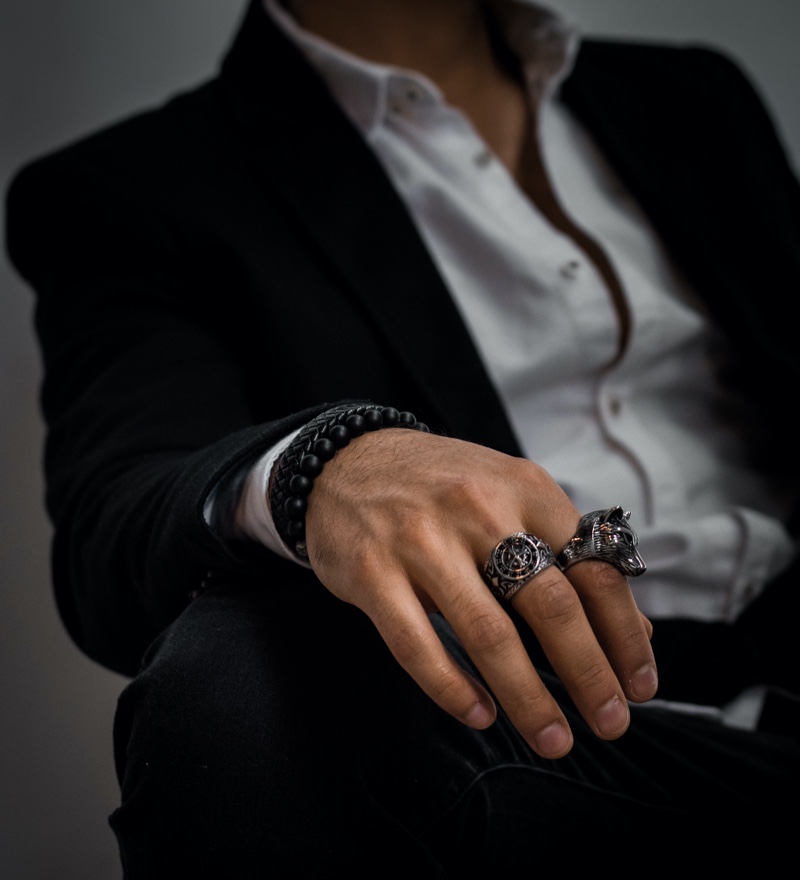 Man Wearing Rings Suit