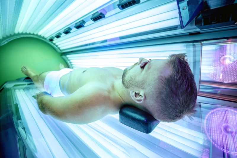 Man in Tanning Bed