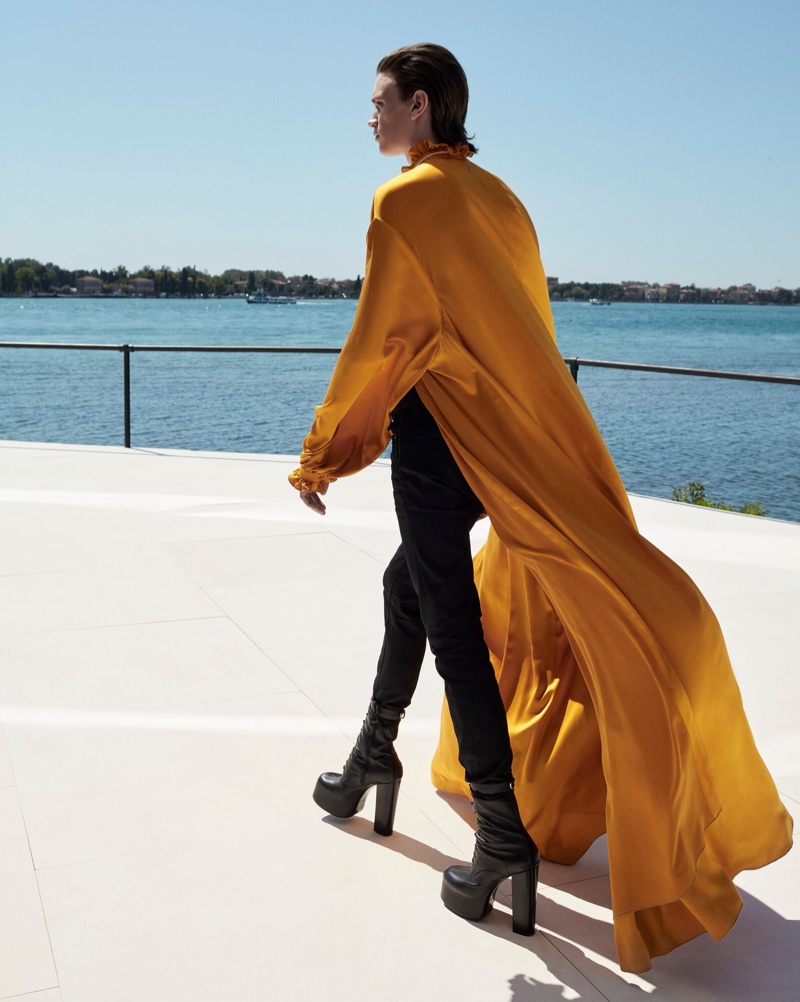 Saint Laurent Victorian Frilled Cloak in Washed Satin Silk » Trends for 2022: The Softer Side of Menswear Saint Laurent Victorian Frilled Cloak in Washed Satin Silk