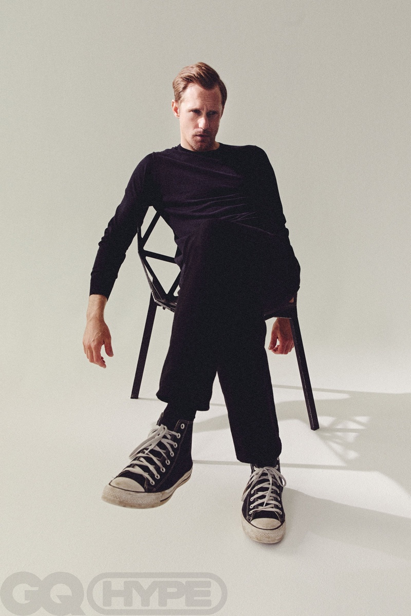 Alexander Skarsgård Crossing Legs Photoshoot 2022 GQ Hype