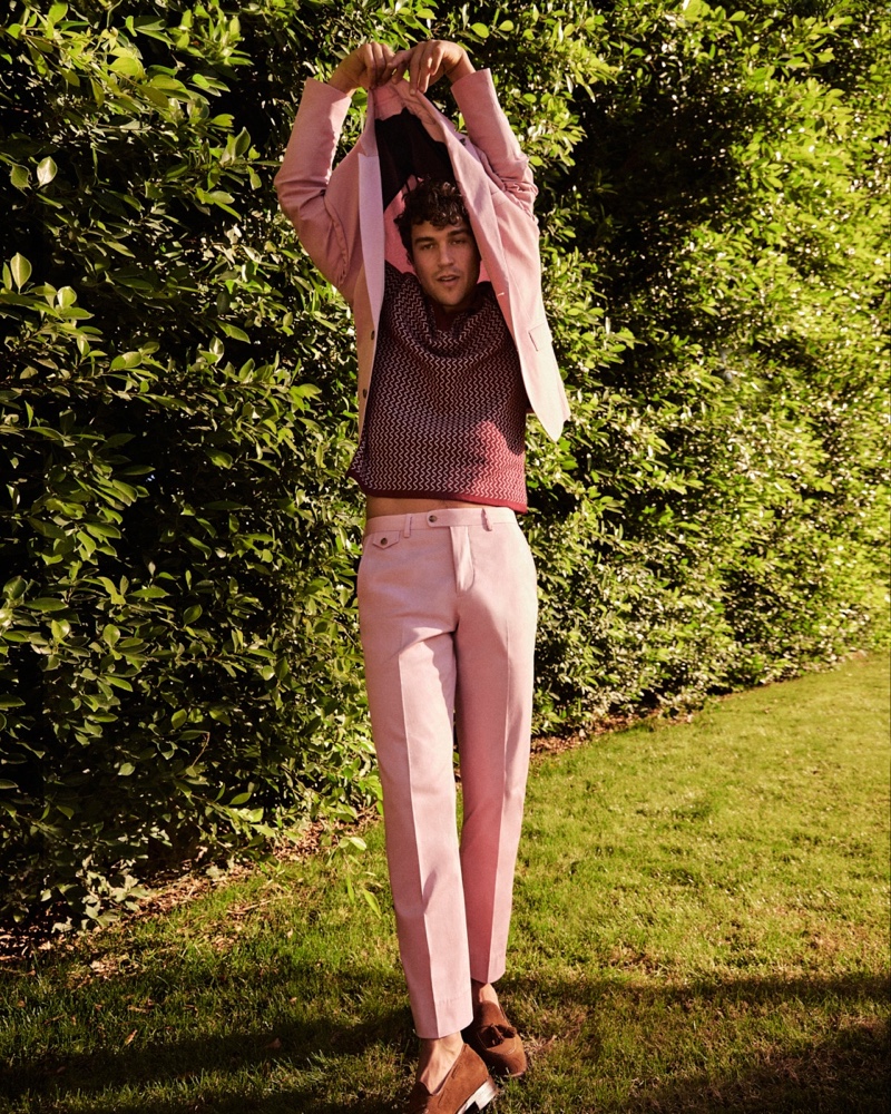 Miles McMillan Model Pink Suit Bonobos Campaign Spring 2022