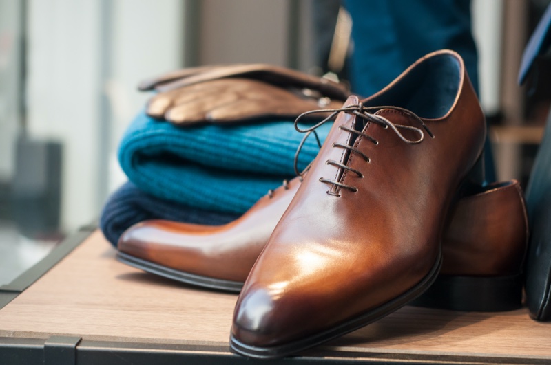 Closeup Mens Brown Dress Shoes