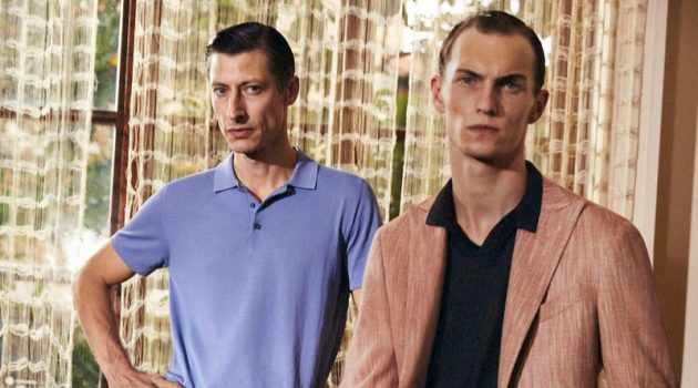 Jonas & Luc Embody Modern Elegance in Corneliani Spring '22 Campaign Corneliani Campaign Spring 2022 Models Jonas Mason Luc Defont-Saviard