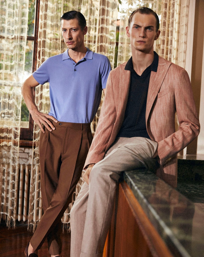 Corneliani Campaign Spring 2022 Models Jonas Mason Luc Defont-Saviard