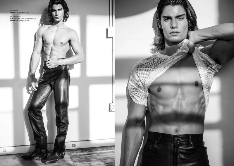 Corrado Martini Shirtless Leather Pants Model