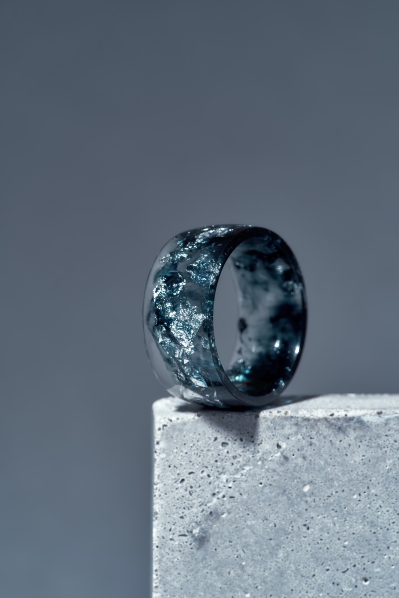Dark Grey Blue Resin Ring