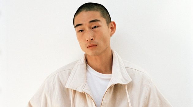 Sang Woo Kim models a CO-ORD look from Isabel Marant's spring-summer 2022 collection.