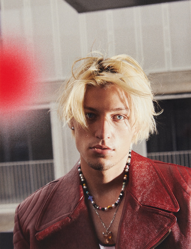 Jake Bongiovi Red Leather Jacket 2022 Man About Town Photoshoot » Jon Bon Jovi's Son Jake Bongiovi Lands Man About Town Cover Jake Bongiovi Red Leather Jacket 2022 Man About Town Photoshoot