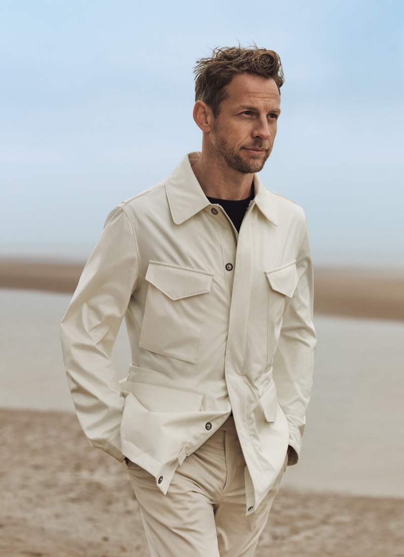 Jenson Button Hackett London Campaign Neutral Colored Clothes Spring 2022