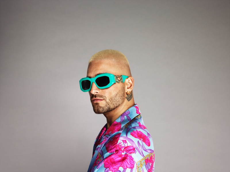 Maluma Versace Medusa Biggie VE 4425U Turquoise Sunglasses 2022 Eyewear Campaign