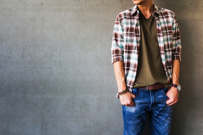 Man Casual Style Brown Leather Belt