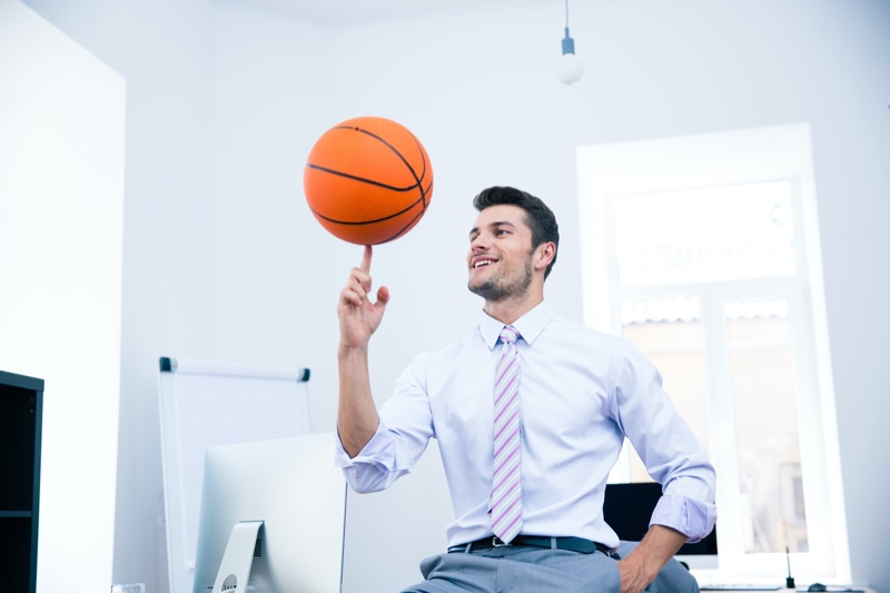 Man Desk Tie Shirt Basketball