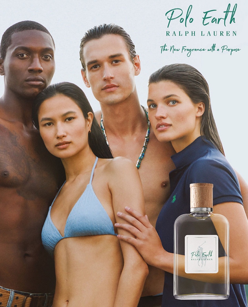 Models Nakee King, Varsha Thapa, Jegor Venned, and Julia van Os star in the POLO Earth fragrance campaign.