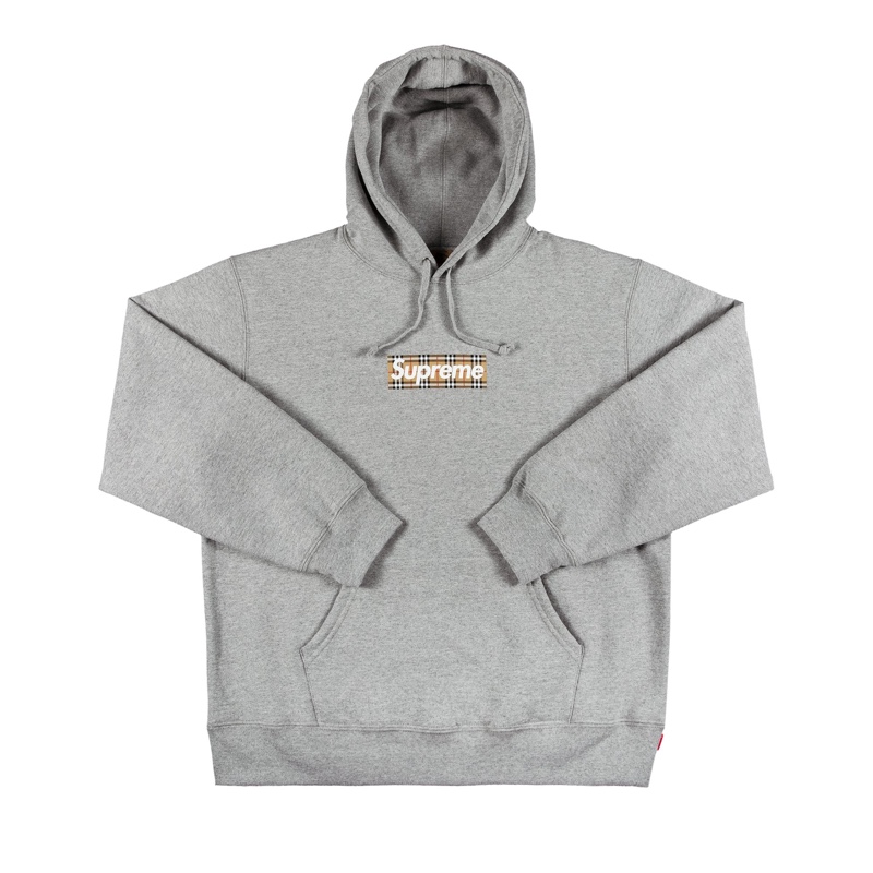 Supreme x Burberry Box Logo Hooded Sweatshirt Heather Grey » Complete Guide to Supreme x Burberry Collaboration Supreme x Burberry Box Logo Hooded Sweatshirt Heather Grey