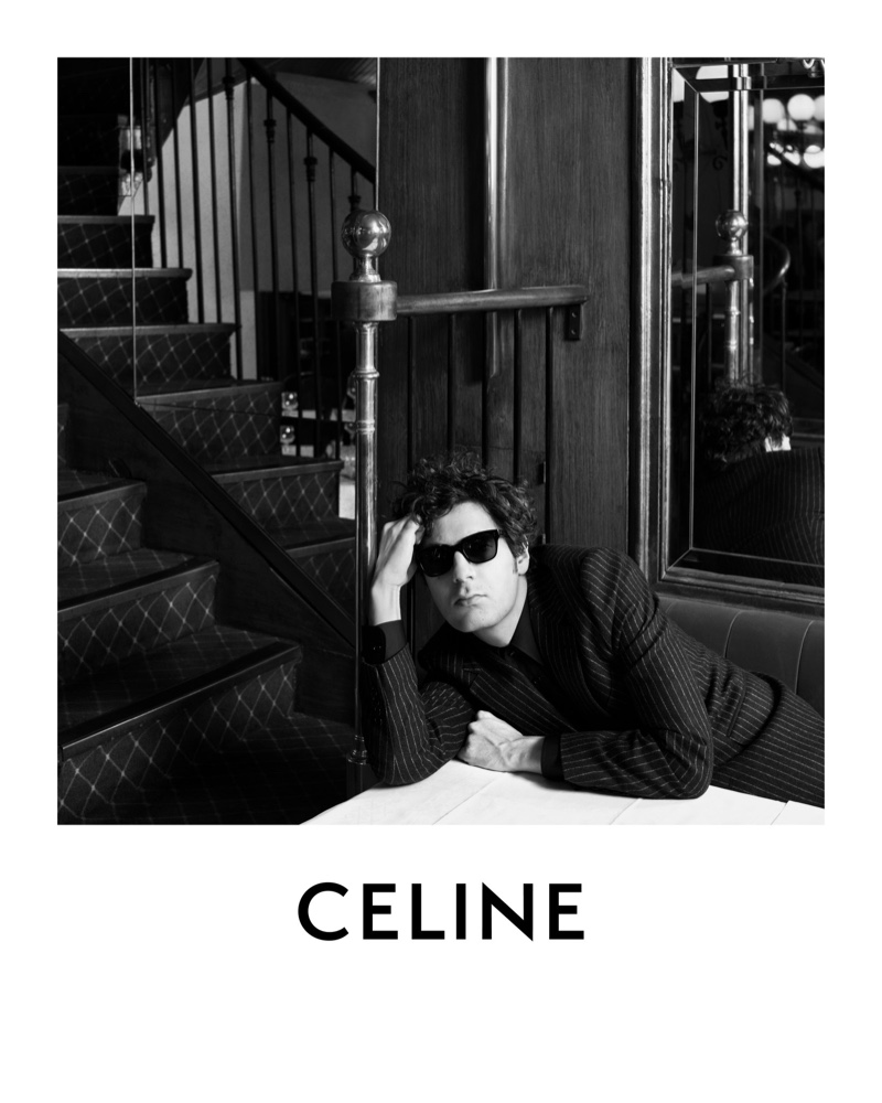 Vincent Lacoste Pinstripe Suit Celine Campaign 2022