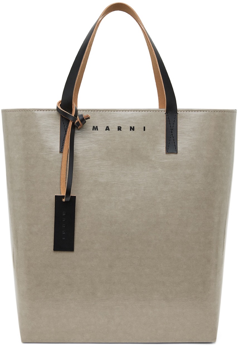 Marni Grey and Black Paper Shopping Tote 