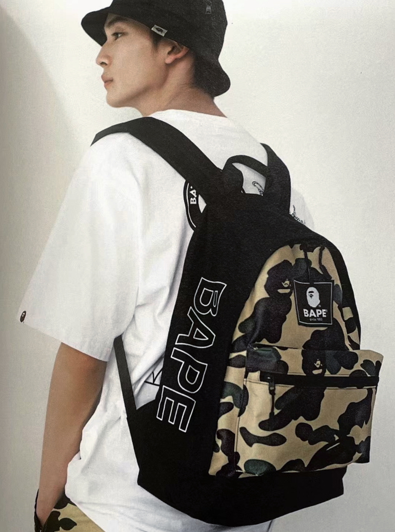 BAPE Backpack Book Bag BABY MILO A BATHING APE brown Shoulder Side