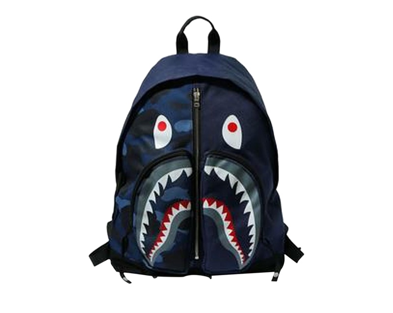BAPE Color Camo Shark Day Pack Navy » Complete Guide to Bape Bags & Backpacks BAPE Color Camo Shark Day Pack Navy