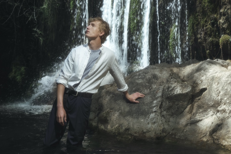 Cristian wears t-shirt, shirt, and pants Diktat. » Cristian Aneris Takes to Valle delle Ferriere in Summer Style by Diktat Cristian wears t-shirt, shirt, and pants Diktat.