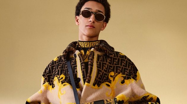 Fendace: It's All Gold for Versace by Fendi York Jun Model Versace by Fendi Campaign Men Pre-fall 2022