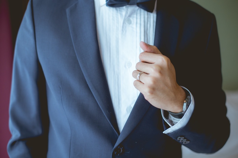 Groom Wearing Wedding Band Suit