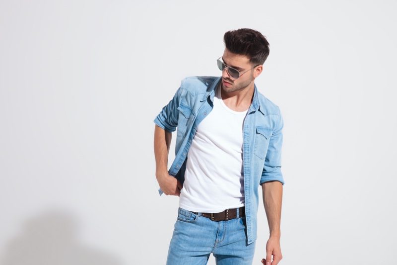 Guy Denim Jacket Jeans White Shirt Guy Denim Jacket Jeans White Shirt