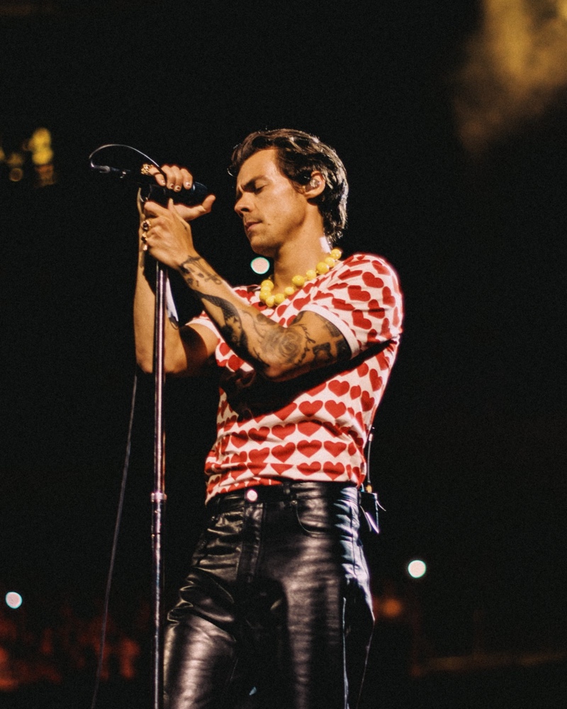 Harry Styles Leather Pants Gucci 2022 One Night Only in New York Picture