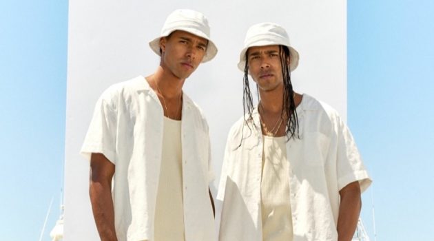Honor The Gift Delivers Sunny Cali Style with 'The Coast' Collection Daouda and Sadjo Ka don white looks from Honor The Gift's summer 2022 collection.