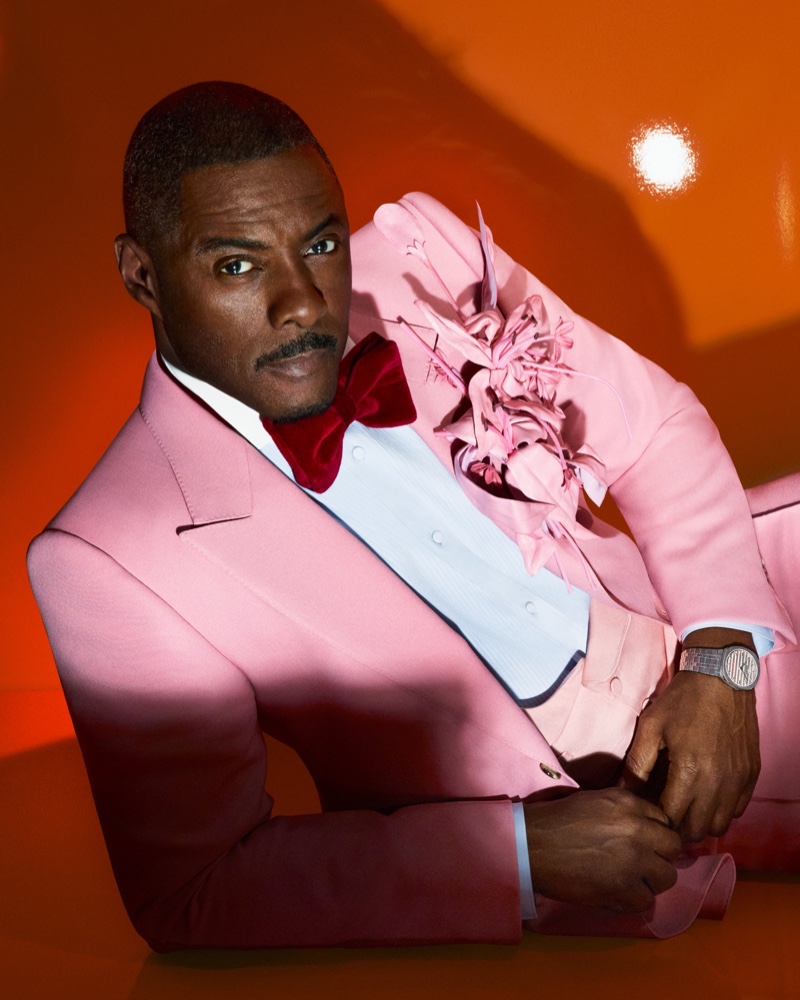 Idris Elba Pink Suit Gucci Campaign 25H Timepiece