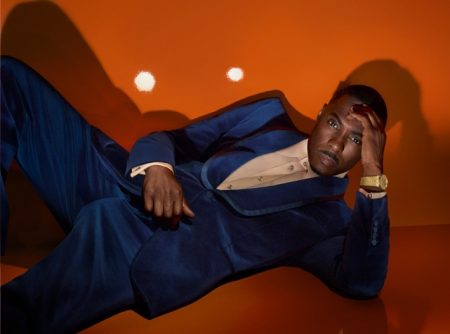 Idris Elba Blue Tuxedo Gucci Campaign 25H Timepiece