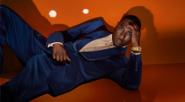 Idris Elba Blue Tuxedo Gucci Campaign 25H Timepiece