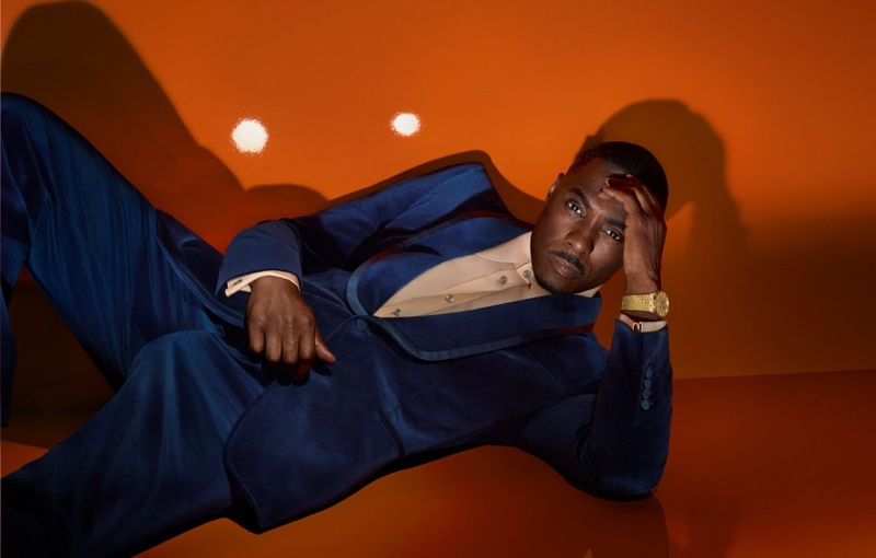 Idris Elba Blue Tuxedo Gucci Campaign 25H Timepiece