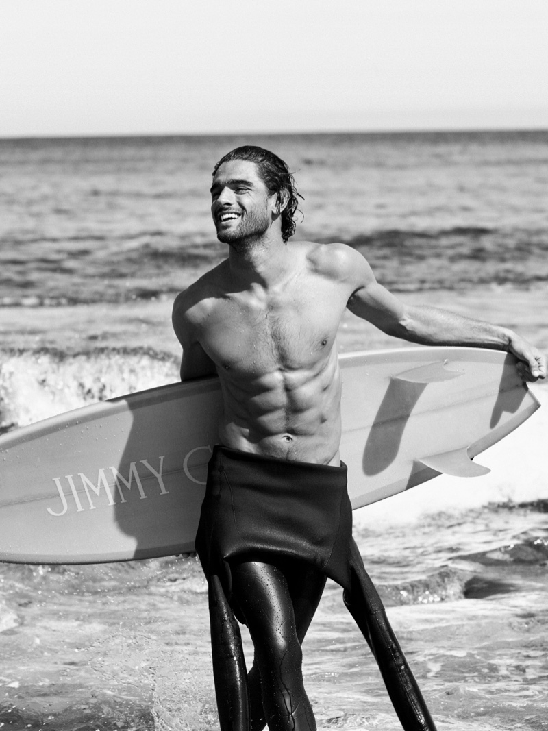 Marlon Teixeira Model Shirtless Jimmy Choo Man Aqua Fragrance Campaign 2022 Wetsuit